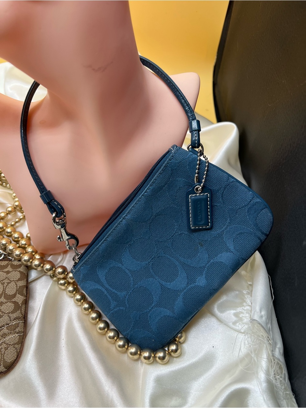Coach Navy Signature Wristlet - Picture 2 of 5